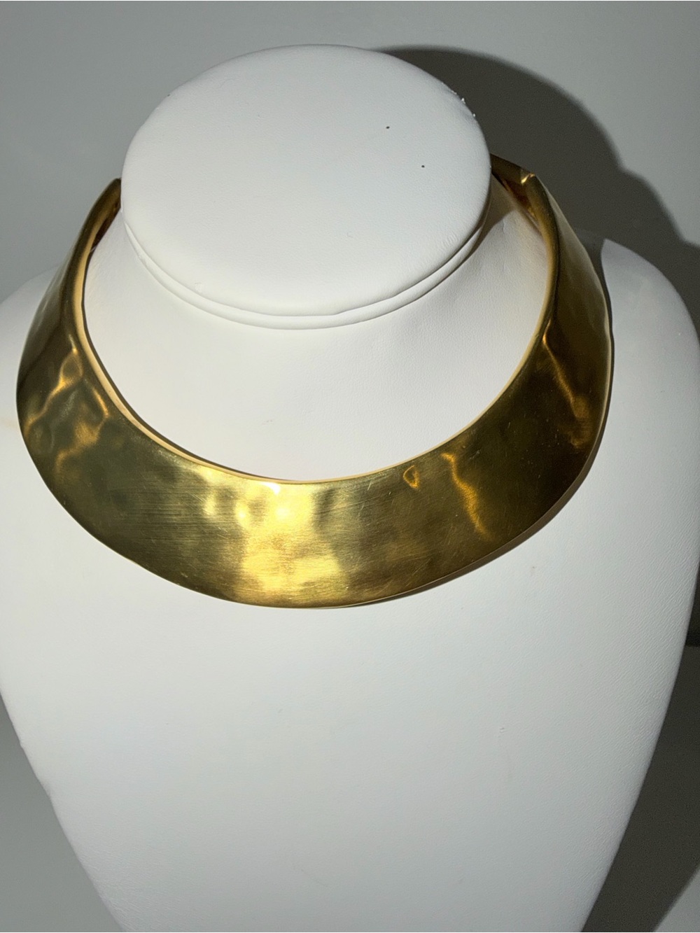 Vintage Signed Givenchy Gold-Tone Hammered Collar Choker Necklace